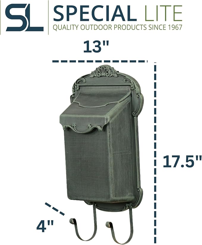 Special Lite Victoria Vertical Wall Mount Mailbox - Verde Green Aluminum Mailbox for Wall Mount - SVV-1013-VG