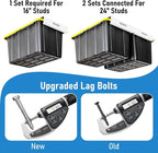 HandT USA Based Overhead Garage Storage Rack, Ceiling Tote Bin Organization Rails Shelving Racks System, Heavy Duty Hanging Metal Rack Systems for 27 Gallon Container, Supports Most Bins, 4 Sets White