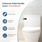 iFealClear 2 Pack Universal Toilet Handle Lever Flush Replacement, Front Mount Toilet Trip Lever Compatible with American Standard, Stainless Steel Flapper Chain, Solid Brass, Matte Black