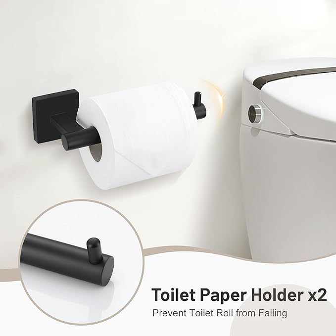 10 Pieces Black Towel Bar Set, 23.6 Inch Bathroom Accessories Set SUS304 Stainless Steel Bathroom Hardware Set Towel Racks for Bathroom Wall Mounted.