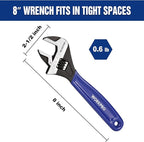WORKPRO 8-Inch Adjustable Wrench, Cr-V Steel Wide Jaw Black Oxide Wrench, Metric & SAE Scales, for Home, Garage, Workshop and DIY