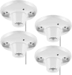 6 Pcs Porcelain Light Socket with Pull Chain White Bulb E27/E26 Socket Porcelain Outlet Box Mount Ceiling Light Fixture for Indoor Garage Closet Lighting