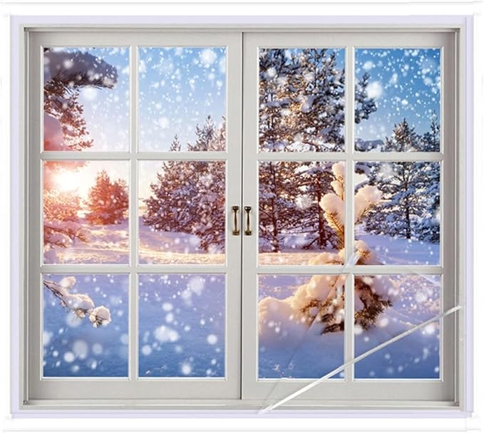 Indoor Window Insulation Kit, Clear Window Film for Heat and Cold (3 Windows (62x126 in))