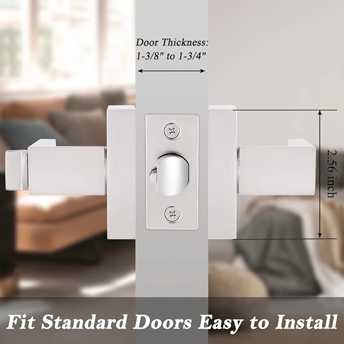 Probrico 5 Pack Interior Bedroom Entrance Door Lever Doorknobs Door Lock One Keyway Entry Keyed Alike Same Key Entrance Lockset in Satin Nickel Each with 3 Keys