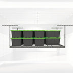 MonsterRax Overhead Garage Storage Racks 3x8’ Ceiling Mounted Shelving, Adjustable Hanging Organizer, Heavy Duty Steel, Holds 500 Pounds, Color: White, Adjustable from 24"-45" off the Ceiling