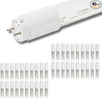 40 Pack 4FT LED T8 Type A+B Tube Lights, 24W, 5000K, Single or Double End Powered, Plug and Play or Ballast Bypass, 4 Foot T10 T12 Fluorescent Bulbs Replacement, Clear Cover