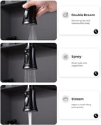 DAYONE Antique Oil Rubbed Bronze Kitchen Sink Faucet with Pull Down Sprayer, 3 Modes Stainless Steel Spring Vintage Sink Faucet for Farmhouse Kitchen Bar Camper 1 or 3 Holes Single Handle