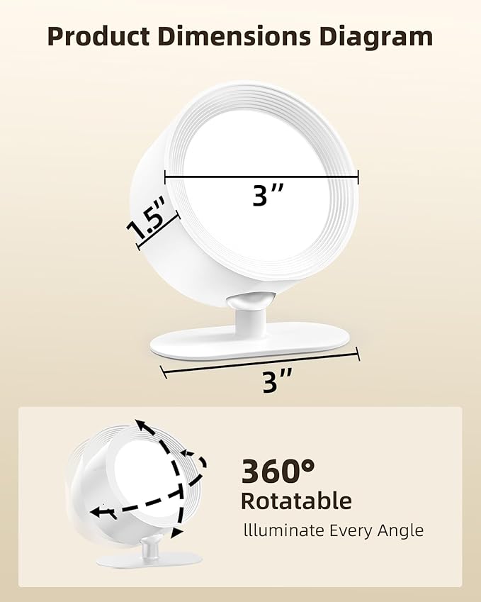 LED Wall Mounted Lights, Rechargeable Wall Sconces with Remote & Touch Control, 3 Color Temperatures 360° Rotation Dimmable Cordless Wall Light for Bedroom Study Reading Bedside (White, 3 Pack)