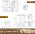 Aheaplus Closet System with 6 Drawers, 4 Hanging Rods & Corner Tower, Corner Closet System with Hanging, 80.9" L-Shaped Walk-In Wardrobe Organizer, 2000+ lbs Capacity, Set of 3, White