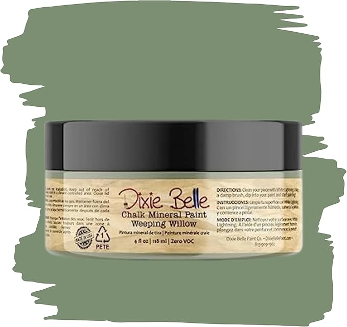 Dixie Belle Paint Company Chalk Finish Furniture Paint - Weeping Willow (4oz) - Matte Soft Green Chic Chalk Mineral DIY Furniture Paint