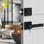 Haidms Black Exterior Door Lock Set with Deadbolt, Front Door Handle and Deadbolt Set, Entry Door Locksets, Matte Black Heavy Duty Zinc-alloyed Front Door Lock Set