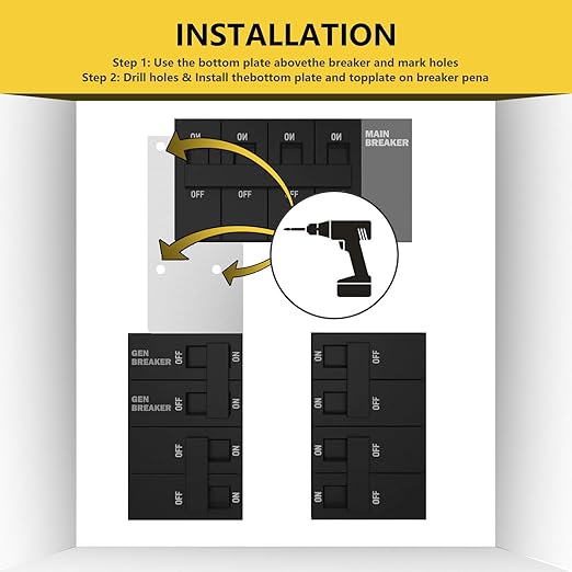 Generator Interlock Kit Compatible with GE General Electeric Vertical Main 150 and 200 Amp Panels,2 1/4"" Spacing Between Main and Branch Breakers,for Home Safety Interlock Kit