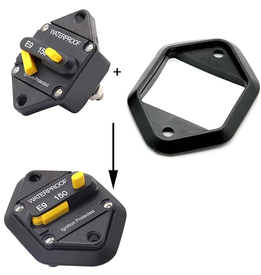 Hi-Amp 150 Amp Circuit Breaker with Manual Reset for Car Audio RV Bus Truck Boat Marine, DC 12V - 48V | Waterproof IP67 Protection 150A Panel Mount