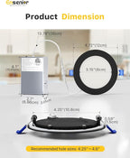 Ensenior 24 Pack 4 Inch LED Recessed Ceiling Light, Dimmable, 2700K-5000K 5CCT, 750LM 9W 120V, High Brightness Dimmable Canless Wafer Downlight - ETL&FCC&IC