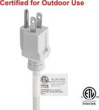 Clear Power 12 ft Indoor/Outdoor Extension Cord 16/3 SJTW, White, Water & Weather Resistant, Flame Retardant, 3 Prong Grounded Plug, CP10205