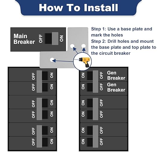 Generator Interlock Kit for Square D QO & Homeline 100-125 Amp Panels, 3/4 to 7/8 Inch Breaker Spacing, Safe & Easy Home Generator Connection(SQD-100A)