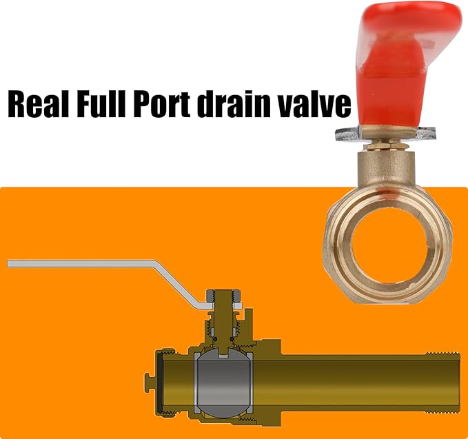 WHK Water Heater Drain Valve 3/4"MIP X 3/4" Male GHT Connection to drain or Flush Hot Water Heater Faster and Easy Big Full Port (Lead-Free Brass,3 Inch Shank with Long Handle,Straight)