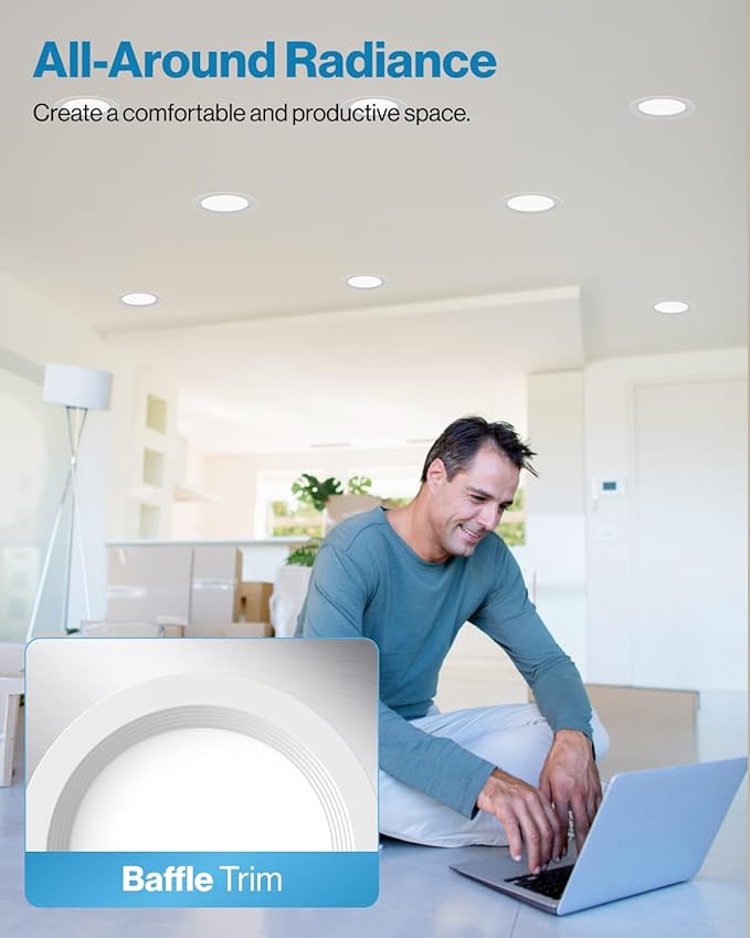 Sunco 24 Pack 6 Inch LED Recessed Light, Ceiling Canless Recessed Lights, Baffle Trim Ultra Thin, 850 LM, 14W, 6000K Daylight Deluxe, Dimmable, Wafer Thin with Junction Box.