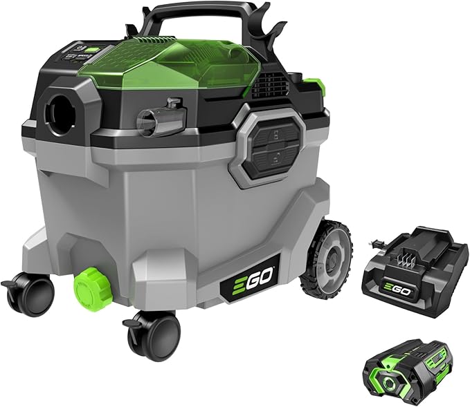 EGO Power+ Shop Vacuum Wet Dry, Car Vac, Portable Cordless Cleaner, 9 Gallon 110 CFM, Includes 56V 5.0Ah Battery and Charger - WDV0904