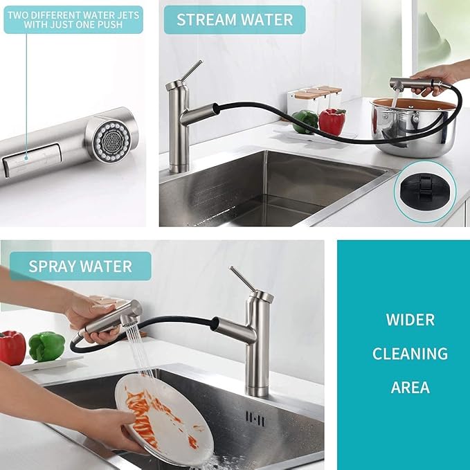 Kitchen Sink Faucet Chrome Crea Pull Out Sprayer Farmhouse Bar Sink Faucets Mixer Tap