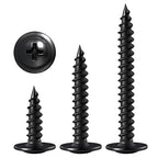(100 pcs)#8×2" Black Truss Head Wood Screws Quick Metal Self Tapping Zinc Oxide