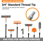 20 Ft High Reach Window Squeegee with 5-12Ft Extra-Thick Aluminum Telescopic Extension Pole| 14" Extra-Large 2-in-1 Window Cleaner Tool| Window Washer for Indoor/Outdoor Window,RV,Truck Glass