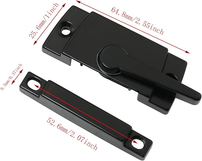 Sliding Sash Lock DGBRSM Black Sliding Window Sash Locks with Mounting Screws for Double Hung Window Latch Lock Security Vinyl Window Sash Lock and Keeper Replacement