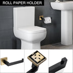 TNOMS 5 Pieces Bathroom Hardware Accessories Set Black and Gold Towel Bar Set,Wall Mounted Stainless Steel,23.6 Inch