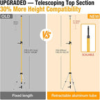 Telescoping Laser Level Pole with Tripod, 13.8Ft./4.2M with 1/4-Inch by 20-Inch Laser Mount for Rotary and Line Laser Level, 5/8"-11 Adapter Nut Included