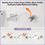 TNOMS Brushed Nickel Towel Bar Set,5-Piece Bathroom Hardware Set Includes Upgraded Double Base Paper Towel Holder Modern Square Towel Holder Set,Stainless Steel Wall Mount 23.6 Inch