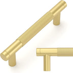 Amerdeco 10 Pack Brushed Gold Cabinet Pulls 3.75 Inch(96mm) Hole Center Drawer Pulls Cabinet Hardware Kitchen Cabinet Handles for Bathroom ZH0031