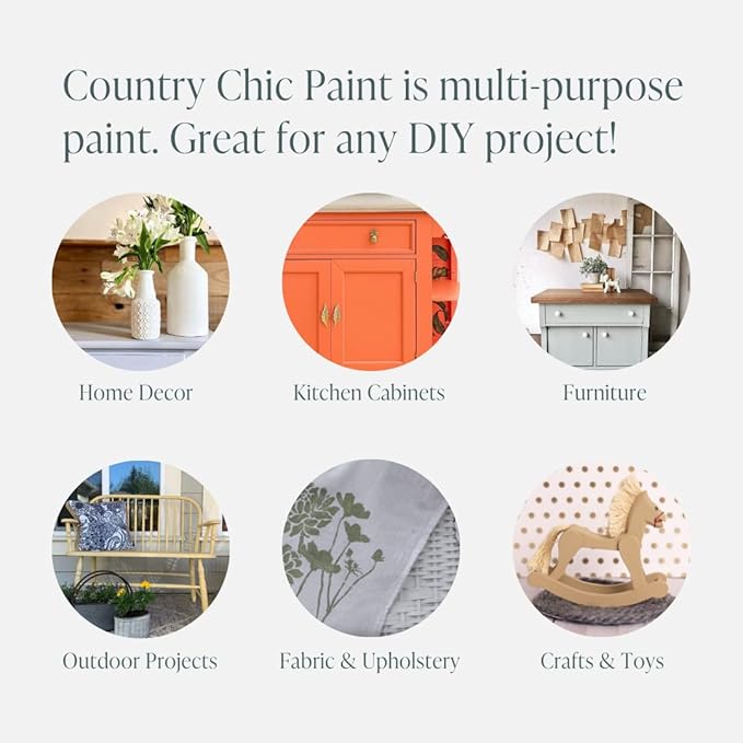 Country Chic All-in-One Chalk Paint for Furniture, Cabinets, Home Decor, Eco-Friendly, Matte Finish, Built-In Primer & Top Coat for Wood, Metal - Crinoline (Off White) - Quart 32 oz (950 ml)