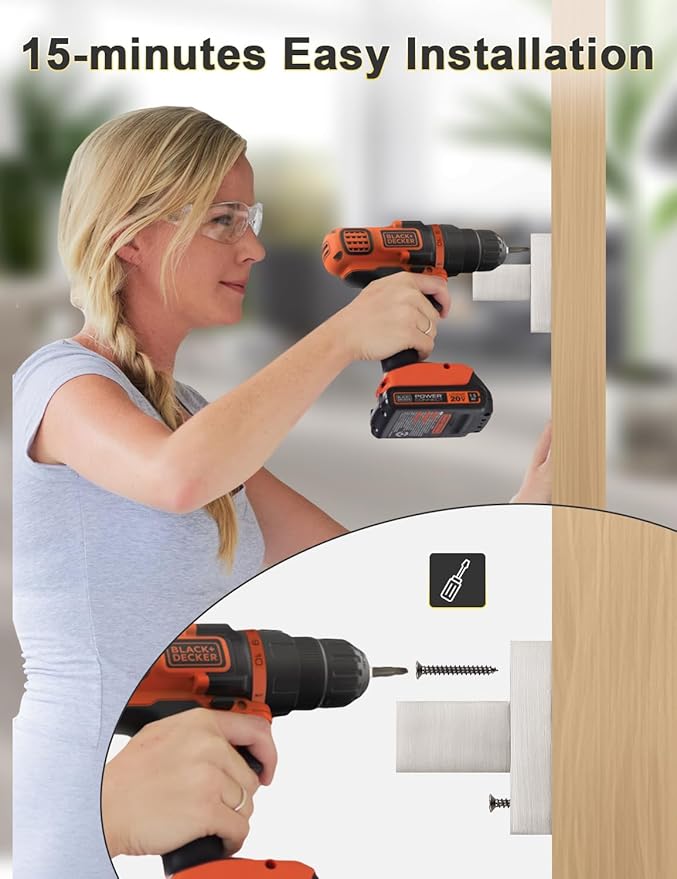 2 Pack Dummy Door Handles Brushed Nickel for Left Hand and Right Hand, Mordern Square Closet Hallway Door Knobs, Non-Turning Single Side Pull