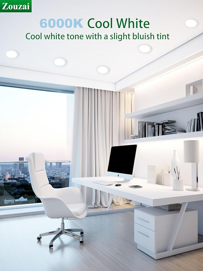 zouzai 20 Pack 4 Inch Ultra-Thin LED Recessed Ceiling Light with Junction Box 6000K Cool White Dimmable Can-Killer Downlight - ETL and Energy Star Certified