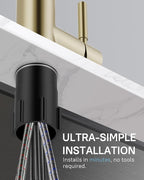 WEWE Kitchen Faucets with Pull Down Sprayer, Stainless Steel Single Handle 1 Hole for Family Kitchen Commercial Camper Laundry Rv Bar, Gold