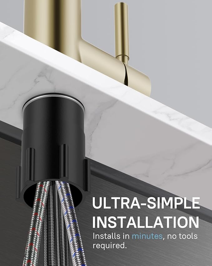 WEWE Kitchen Faucets with Pull Down Sprayer, Stainless Steel Single Handle 1 Hole for Family Kitchen Commercial Camper Laundry Rv Bar, Gold