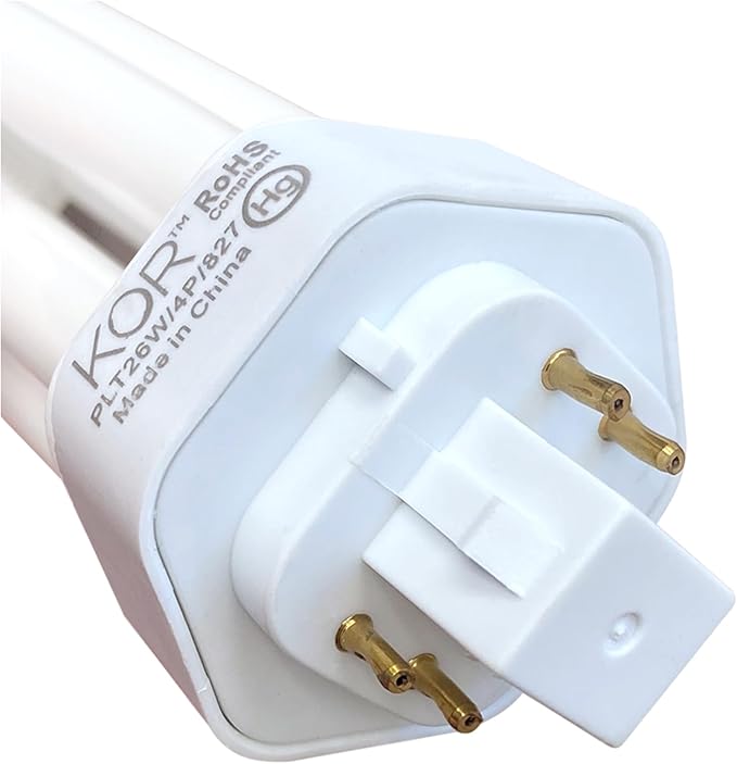 KOR (4 Pack) K20788 - PL26W/3U/4P/841 - Compact Fluorescent Plug-in - T4 - Triple Tube - 26 Watt - 4-Pin (GX24q-3) - 4,100 Kelvin (Cool White)