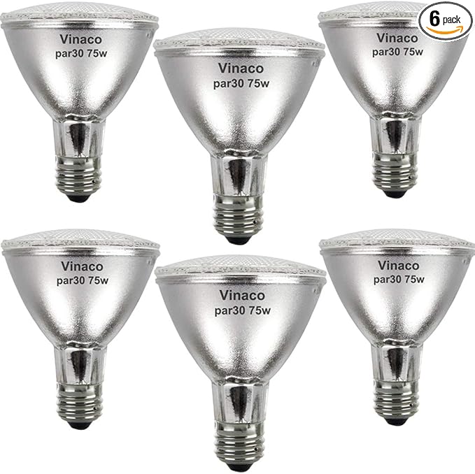 Vinaco PAR30 Flood Light 75W, 6 Pack High Brightness 1000LM, Warm White, Dimmable, Long Lasting, 120V with E26 Base