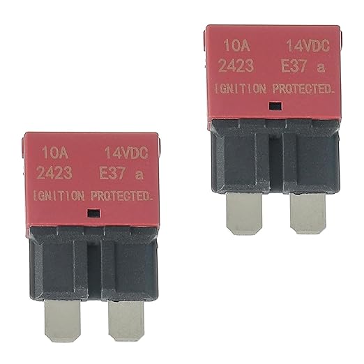10A DC 12V-14V Auto Reset Circuit Breaker ATC/ATO Low Profile T1 Mini Blade Fuses Breakers for Car Trucks Marine Boat RV Solar and More,2 Pack