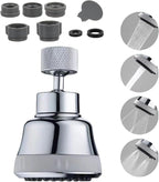 Faucet Aerator Faucet Sprayer Attachment, Kitchen Faucet Head Replacement with 4 Spray Modes, 360° Swivel Faucet Extender Anti-Splash Sink Sprayer Faucet Nozzle Head (Diamond, Silver)