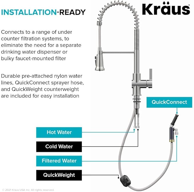 KRAUS Britt 2-in-1 Commercial Style Pull-Down Single Handle Water Filter Kitchen Faucet for Reverse Osmosis or Water Filtration System in Matte Black, KFF-1691MB