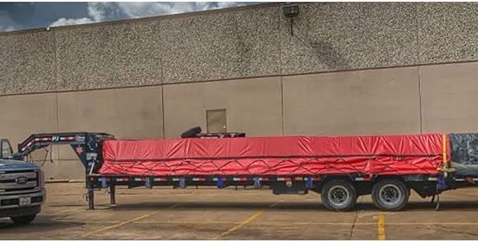 Mytee Products 2 Pack Truck Flatbed Tarps Combination 18oz/14oz Lumber Tarp 24x27 (8' Drop) - Red