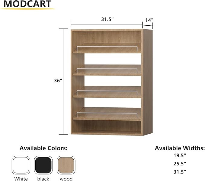 Shoe Shelf Short Tower Closet Unit, Modular Closet System, Wood Closet System Organizer with Storage for Walk In Closets, Clothing Rack for Hanging Clothes, Bedroom, Wood, 31.5"W