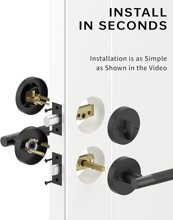 Asidrama Premium Black Zinc-Alloy Front Door Lock Set: Double Cylinder Deadbolt, Heavy Duty Security Handleset for Left/Right Exterior Doors, Universal Entry Locks (2 Pack)