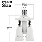 DiCUNO 5 in 1 E26 Light Socket Splitter Adapter, Standard Base LED Bulbs Converter, 360 Degrees Adjustable 180 Degree Bending, 5 Way Bulbs Socket Holder