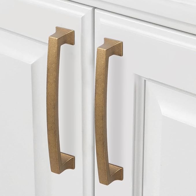COTYKILEY 10 Pack 5 Inch(128mm) Antique Brass Kitchen Cabinet Handles Cabinet Pulls Vintage Drawer Pulls Aged Gold Bronze Kitchen Cabinet Hardware