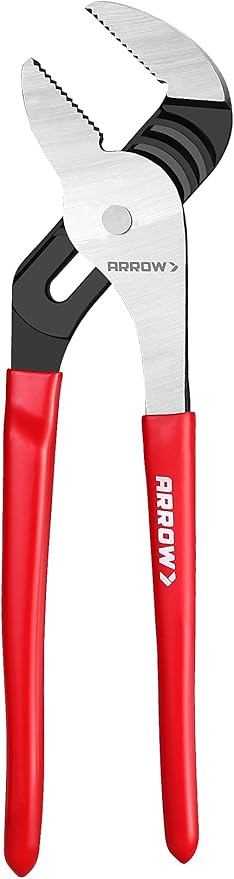 ARROW Groove Joint Pliers, 12" Adjustable Water Pump Pliers with 7 Jaw Positions, Serrated Jaws and Comfort Dip-grip Handle, Ideal for Plumbing Repair and Home Maintenance