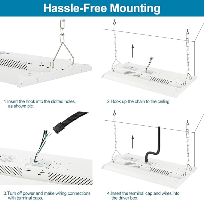 (2 Pack) LED high Bay Shop Light 220W 30800 Lumens 5000K 100-277V Dimmable, Commercial Linear Bay Lights for Warehouse Workshop Supermarket Stadium, Power Tunable 220W/165W/110W, 2FT