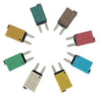 Manual Reset Fuse E73 E79 car ATM Low Profile Mini Blade Style Circuit Breaker T3 5A 6A 7.5A 10A 15A 20A 25A 30A Boat Marine RV Car Truc DC 12V 28 Volts（8 pcs Mixed）