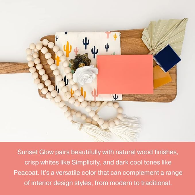 Country Chic All-in-One Chalk Paint for Furniture, Cabinets, Home Decor, Eco-Friendly, Matte Finish, Built-In Primer & Top Coat for Wood, Metal - Sunset Glow (Coral Pink) - 4 oz (118 ml)